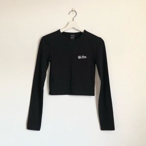 NWT Iets Frans Urban Outfitters Black Long Sleeve Crop Top Size Medium